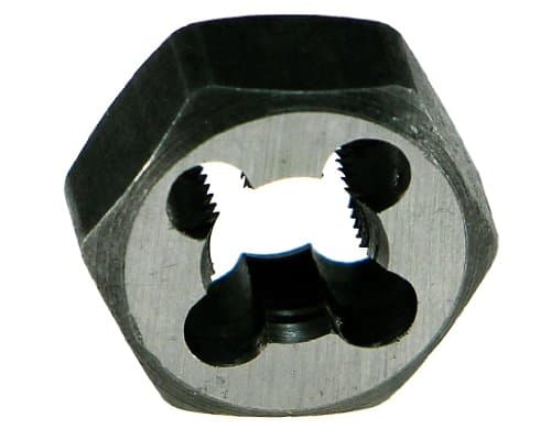 Drillco 3360E Series Carbon Steel Hexagon Rethreading Die, Uncoated (Bright) Finish, 1-5/8" Width, M20 x 2.5