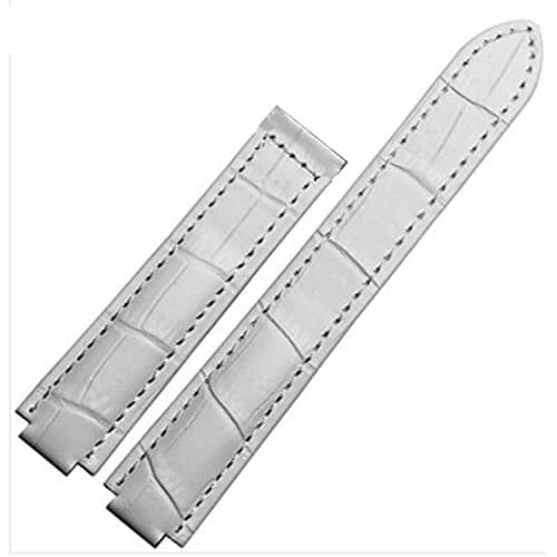 18mm 20mm White Crocodile Grain Leather Watch Strap Compatible for Ballon Bleu (20mm)