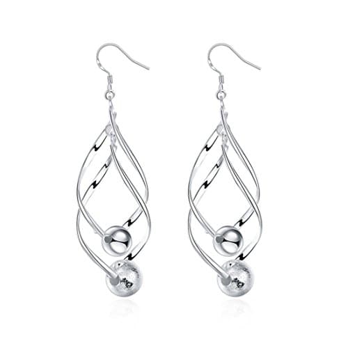 Runsmooth Womens Earrings 925 Silver Plated Double Linear Loops Earrings for Girls