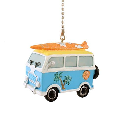 WeeZ Industries Retro Surfer Beach Van with Surfboard Ceiling Fan Pull