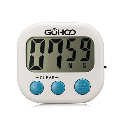 Digital magnetic kitchen timer- Gohoo Large LCD Display Digital timer-Strong magnetic timer- Minute Second Count Up and Count Down- Easy to use-Loud Audible Alarm