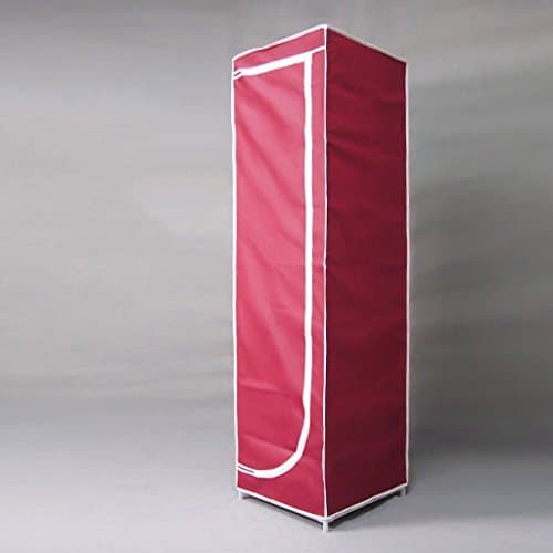 MMM& Simple Small Dormitory Cloths Wardrobe Folding Cloth Steel Frame Reinforced Thicker Storage Wardrobes (Color : Wine Red)
