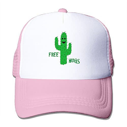 Free Hugs Cactus Trucker Cap With Mesh Adjustable Hat Caps Pink