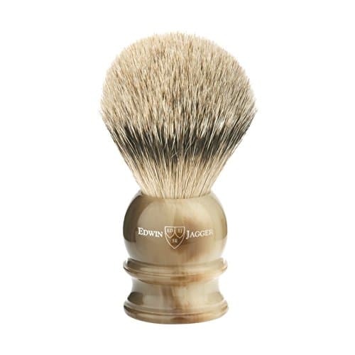 Edwin Jagger Imitation Horn Shaving Brush (Silver Tip) Large