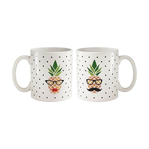 His And Hers Polka Dot Pineapple Couple Mug Set OF 2