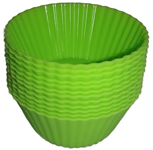 Silcook Silicone Baking Cups / Muffin Molds / Cupcake Liners - 12 Cup Set to Use with or Replace Muffin Pan / Tin (Green)