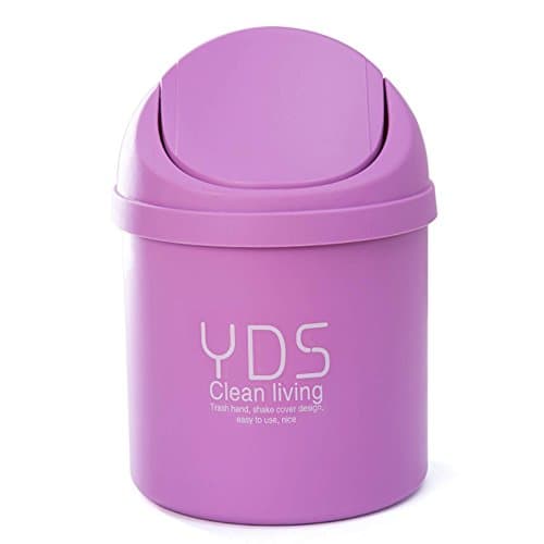 Katherine PP Wave Cover Kitchen Countertop Mini Trash Can Office Desktop Wastebasket (Purple)