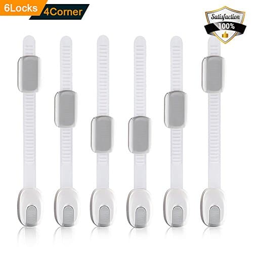 vanow Child Safety Cabinet Locks 6 Pack with 4 Clear Baby Proofing Corner Guards - Magnetic Safety Locks No Tools Need Adjustable Latches for Drawers, Toilet Seat, Appliances