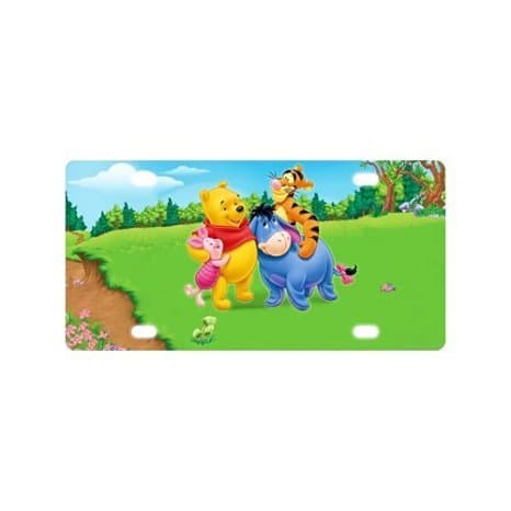 Christmas Gift Custom Winnie The Pooh Pattern Personalized License Plates Cover Metal Car Tag Auto Tag Private Number Plates 12X6 Inch
