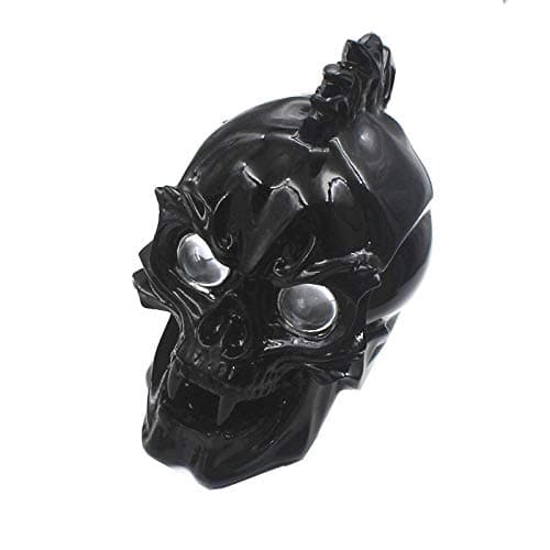 Motorcycle Silver/Black Skull Head Light Headlight Lamp LED For Harley Honda Yamaha Suzuki Chopper Bobber Custom (black)