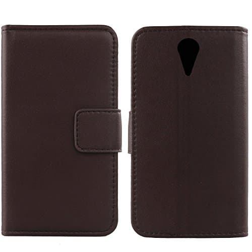 Gukas Design Genuine Leather Case for HTC Desire 620 620G / 820 Mini Wallet Premium Flip Protection Cover Skin Pouch (Dark Brown)