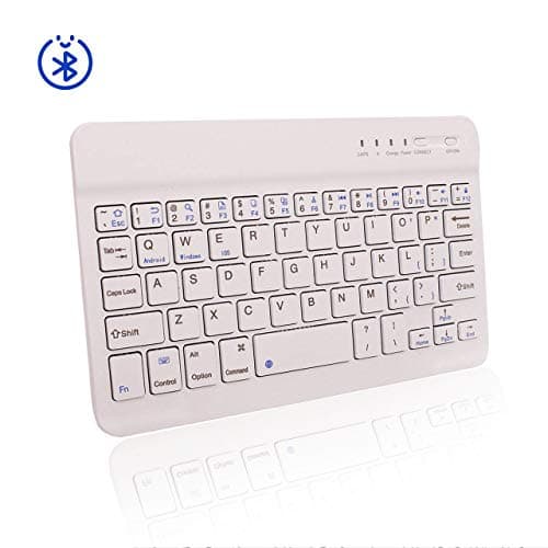 Grandwill 7-Inch Mini Wireless Bluetooth Keyboard With Portable Rechargeable Compatible With Mac iPad iPhone Android Smart Phones Tablets Laptops Notebooks And Different Bluetooth Devices-White