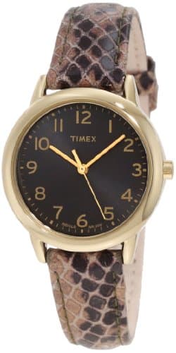 Timex Women's T2N965 Elevated Classics Taupe Python Patterned Strap Watch