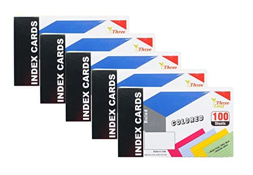 5-Pack Colored Index Cards, 3x5-Inch, Ruled, Canary-Cherry-Green-Blue, 25 of Each Color in Packs of 100. (5 Packs of 100)