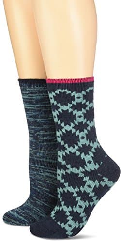 Wool IQ Women's Boot Sock 2-Pack, Navy/Seafoam, 9-11