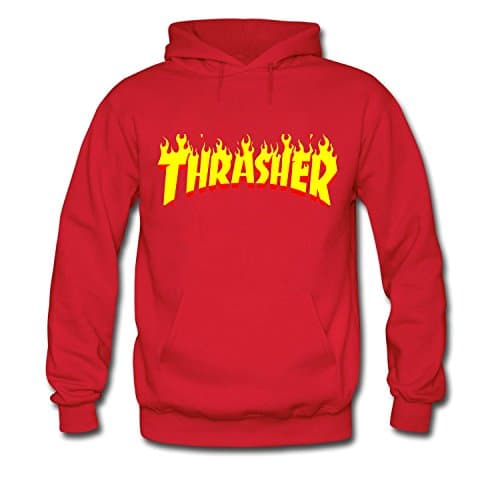 LEEZOON THRASHER series cool hoodies support custom Medium Red