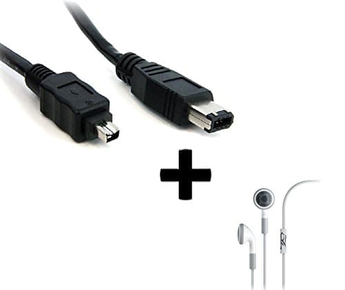 Poyblock Firewire 4-6 DV Video Cable Cord for Panasonic PV-GS31 PV-GS83/P/C miniDV Camcorder (6ft) + Earphone w Mic