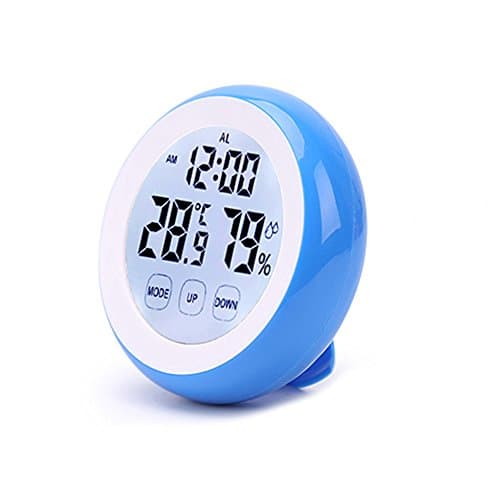 CactusAngui Temperature Humidity Meter Digital Thermometer Moisture Hygrometer Alarm Clock Blue