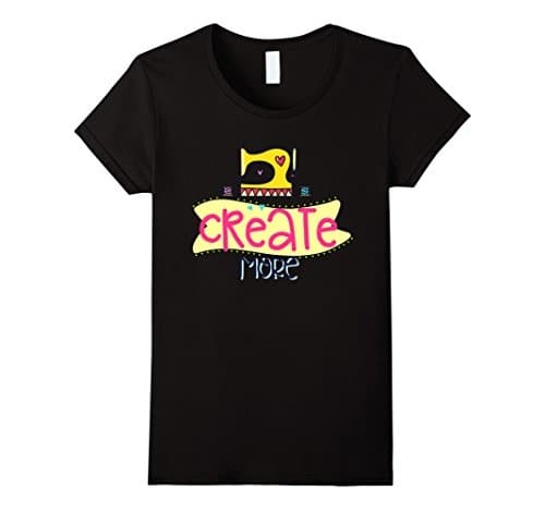 Womens Create More Sewing Machine T-Shirt Small Black