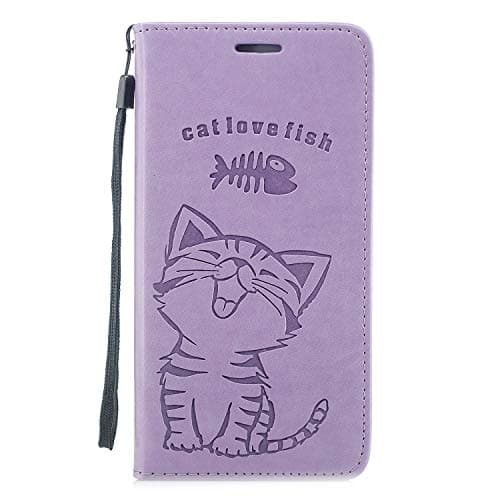 FNBK Samsung Galaxy Note 9 Phone Case Silicone Inner Lather Wallet Flip Folio Case Hand Strap Cat Fish Design Card Slot Kickstand Cash Pouch Protective Shockproof Stand Cover