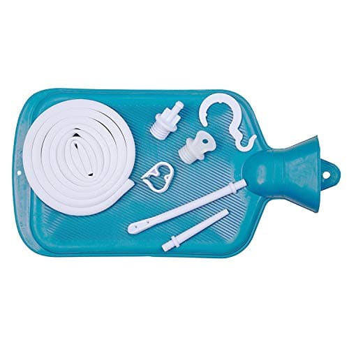 Rubber Douche/Enema Bag, Hot Water Bottle Combination System Kit for Men and Women, Reusable Colonic Kit Used for Coffee and Water Colon Cleansing & Manual Pressure Enema (Blue) (Blue Bag)