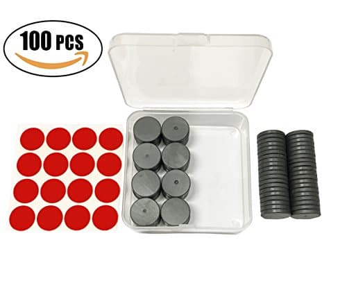 Round Disc Ferrite Magnets Ceramic Industrial Magnets with adhesive 20 dots for Crafts Refrigerator School 13/16 Inch 20X3mm Grade 5, 100 pcs