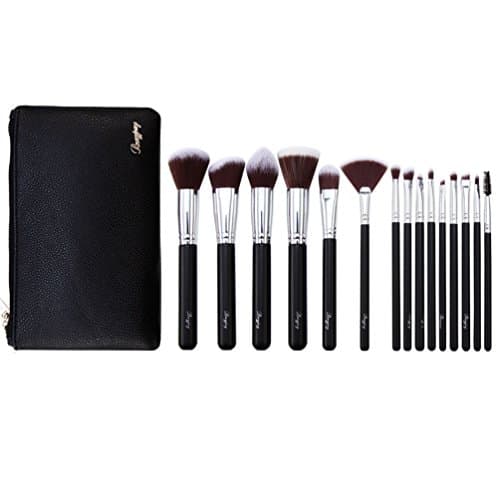 15Pcs Make Up Brushes Set Easy Blend Cosmetic Brushes Eco Synthetic Bristles For Eyes and Face
