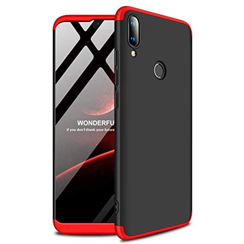 Craftech Full Body 3-in-1 Slim Fit Complete 3D 360 Degree Protection Hybrid Hard Bumper Back Case Cover for Huawei Y9 2019 (Red & Black)