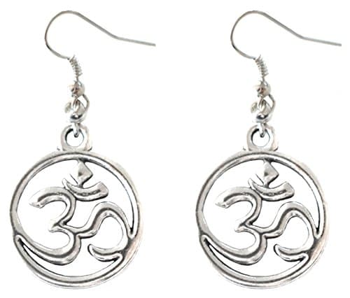 Ohm Symbol Metaphysical Silver Tone Charm Earrings