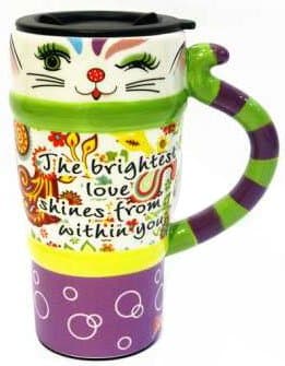 Viidor Lovely Cat Multifunction Ceramic Gift Mug, 21oz