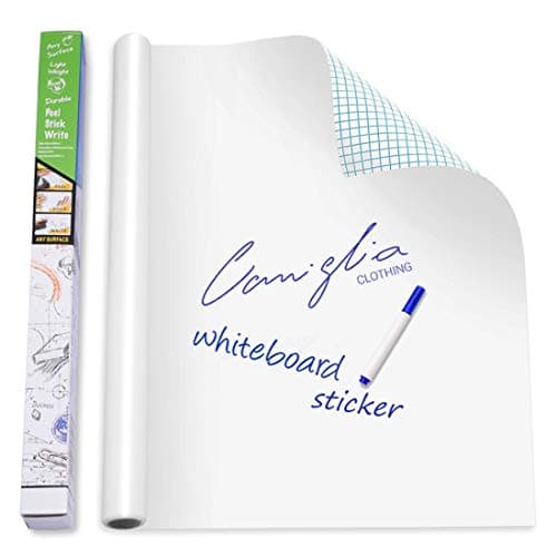 TOPtoper Self-Adhesive Whiteboard Sticker 78.7” × 17.7” Dry Erase Wall Decal Paper Whiteboard Surface for Kids, Office, Home and School (White, 17.7×78.7 Inch)