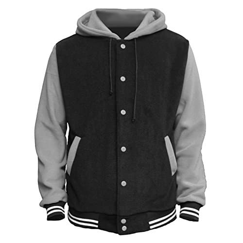 CoolPlus Men's Fleece Baseball Varsity Jacket Gray