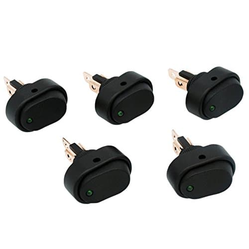 MotoCity 30 Amp 12 Volt LED ON-OFF Rocker Switch For Car Motorcycle Boat Marine 5 Pack (Green)