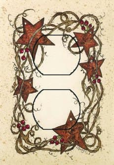 SwitchStix Rusty Stars Single Duplex Peel and Stick Outlet Wall Plate Cover Décor