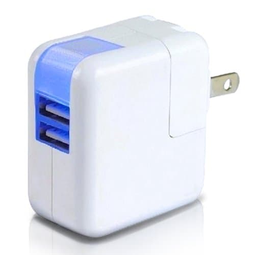 FLOWzzz Dual USB Fast Wall Charger Device For Apple iPhone, iPad, iPod, Samsung Galaxy S3, Motorola, HTC, Nokia 2.1 Amp 10W Travel Charging Device, Power Adapter - Protection Circuitry