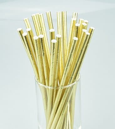 Generic Fashion Food Grade 100 Pack of Solid Plain Gold Foil Paper Straws,Cheap Bulk Decorative Drinking Straws for Mason Jars,Wedding,Christmas Party,Holiday