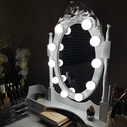 Fengdp 2019 Upgraded USB Hollywood Dimmable 10 LED Light Bulbs Kit for Vanity Makeup Mirrors Dressing CRI>90 Natural White