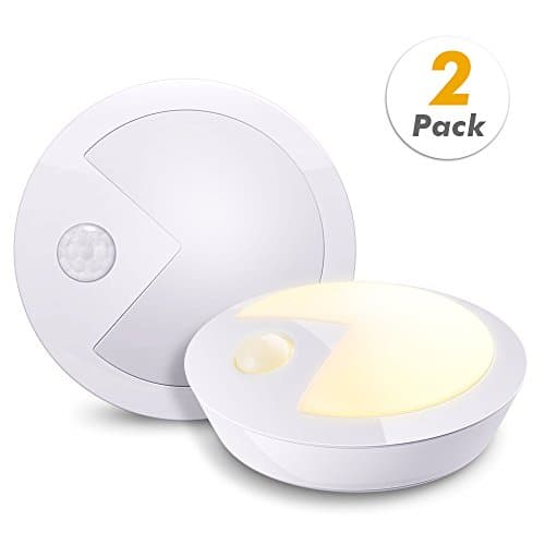 OURRY Motion Sensor Night Light, Stick Anywhere Battery-Powered Wireless Motion Activated LED Night Light for Hallway, Bathroom, Bedroom, Kitchen, etc. (Warm White - Pack of 2)