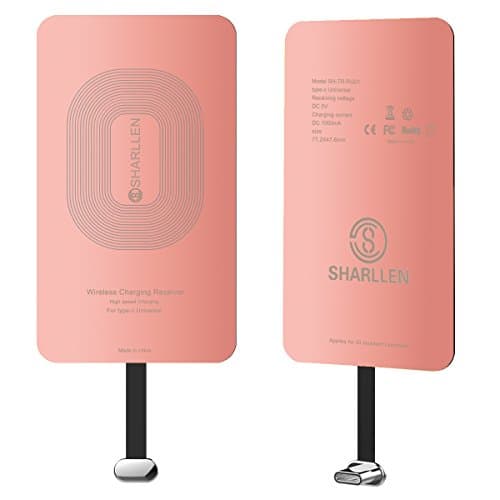 USB C Qi Wireless Charger Receiver, sharllen Universal Ultra Thin Charging Adapter Receptor Receiver Patch Module Chip for iPhone 7 7Plus, iPhone 6 6Plus, iPhone 5 5s 5c SE - Rose Gold