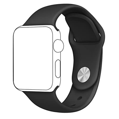 Casok Soft Silicone Replacement Sport Band for 2017 Apple Watch Series 3/2/1 Sport/Edtion/Nike+ All Models, 38mm S/M Black