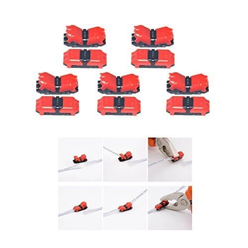 Solderless Wire joint Quick Splice Connector,10pack of Glo-Shine new lock flap style lovely Red non-peeled wire joint, 18-24AWG (GS-JXD-H2) by glo-shine