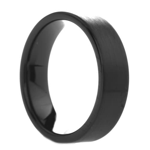 6 mm Mens Brushed Pipe Cut Black Tungsten Ring - Free Engraving, & - Size 4, 4.5, 5, 5.5, 6, 6.5, 7, 7.5, 8, 8.5, 9, 9.5, 10, 10.5, 11, 11.5, 12, 12.5, 13