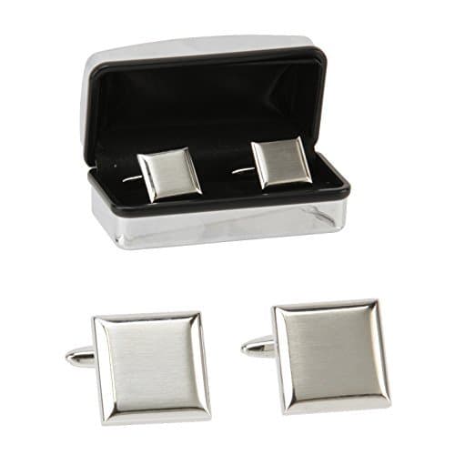 Personalised Plain Square Cufflinks in Personalised Silver Box FREE ENGRAVING by Movano