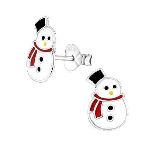 Snowman Christmas Stud Earrings - 925 Sterling Silver