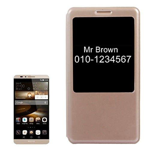 Cellphone Case Cover Horizontal Flip Leather Case with Call Display ID for Huawei Ascend Mate 7 ( Color : Gold )