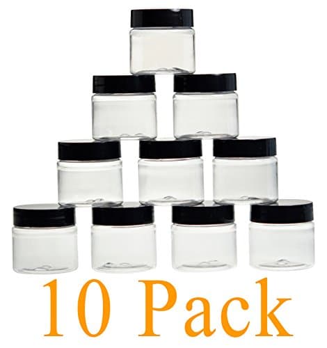 1oz Jars/Containers with Lids 30G / 30ml - Bulk, 1 Ounce Small Clear Cosmetic Jars with Screw Cap - Sample Containers with Lids for Pills, Powders, Ointments, Makeup, Liquid - BPA Free Plastic (10)
