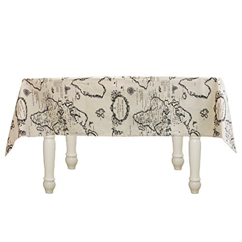 Waterproof Tablecloths Fabric Tablecloths Rectangle World Map Cotton Linen Decorative Tablecloth, 50x70 inch , Shads