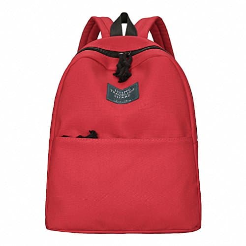 Spring and summer version of solid color canvas shoulder bag middle school students men and women casual backpack couple backpack red