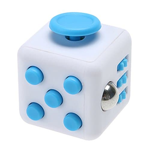 Sorking Fidget Cube Magic Cubes Anti Stress Reliever Relieves Stress and Anxiety for Children and Adults (White & Blue)