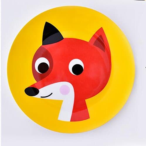 Cute Fox Fruit Plate Dessert Plate Cartoon Ceramic Dishes Pattern Round Plate Animal Snack Dish (B)